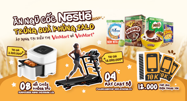 Chương trình ăn ngũ cốc Nestlé trúng quà khủng Zalo